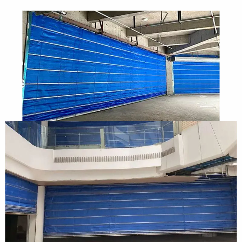 Blue Super  Fabric Inorganic Fire Roller Shutter For Wall-Mounted Installation